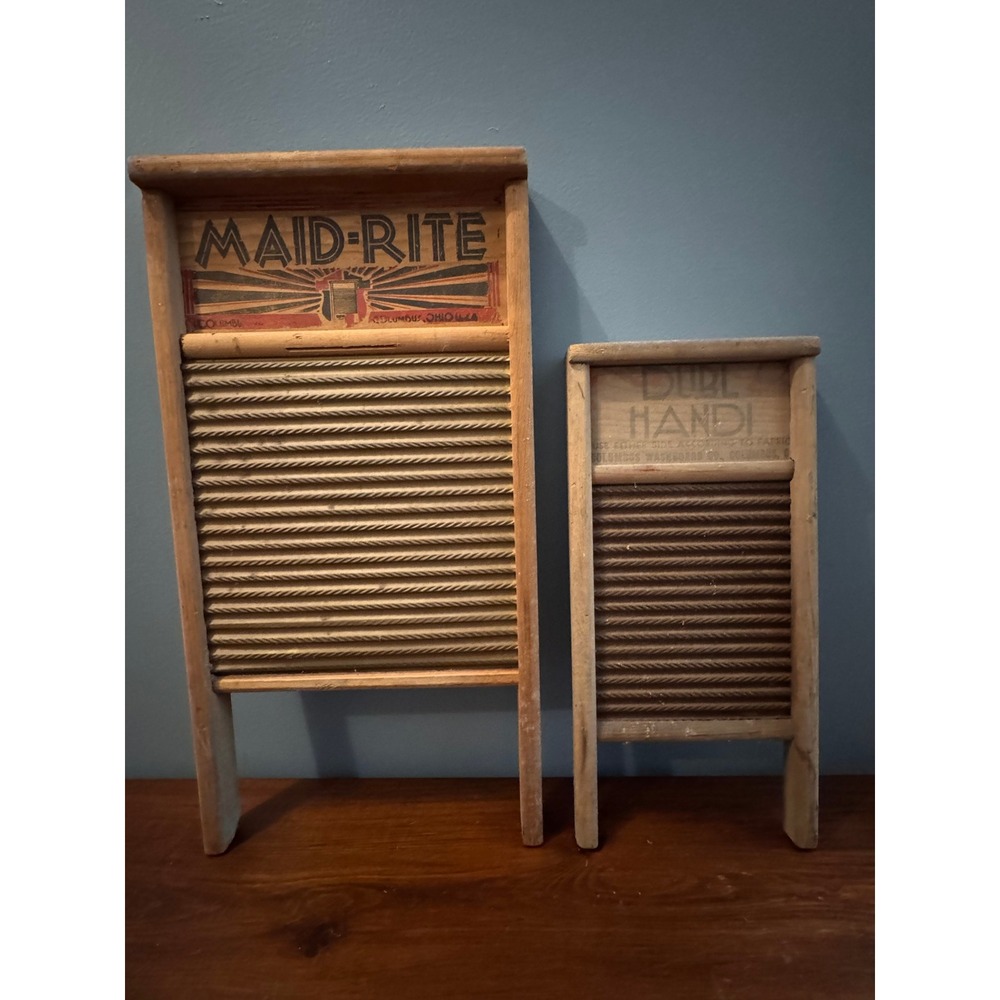 Vintage Columbus Washboard Co Maid-Rite No 2062 Brass & Dubl Handi Set of 2